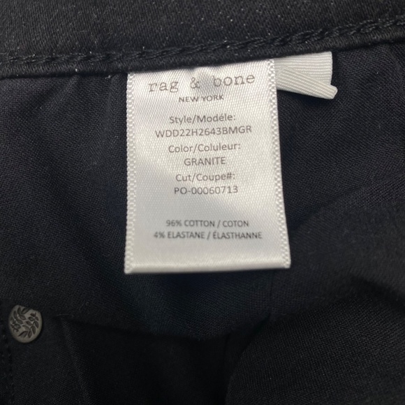 RAG & BONE Dre Low-Rise Boyfriend Jeans in Granite Black Wash Size 26 - Picture 13 of 14